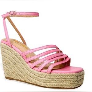 NWOT CHASE AND CHLOE Cordelia Platform Wedge Espadrille Sandal Pink Size 10